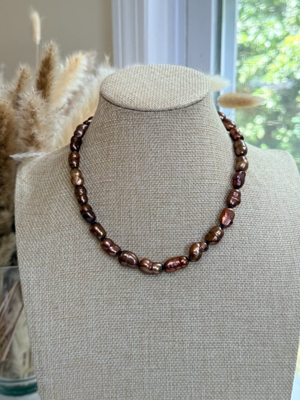 Real Freshwater Chocolate Baroque Pearl Necklace | Handmade - Picture 2 of 9
